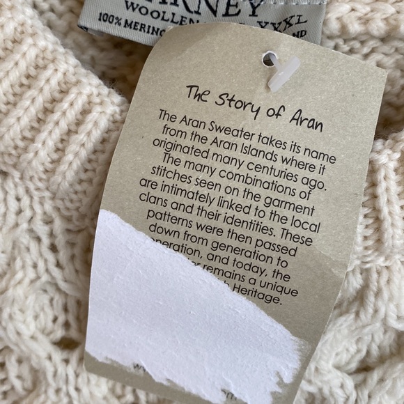 Blarney Woolen Mills Cream Wool Aran Sweater - Picture 6 of 10